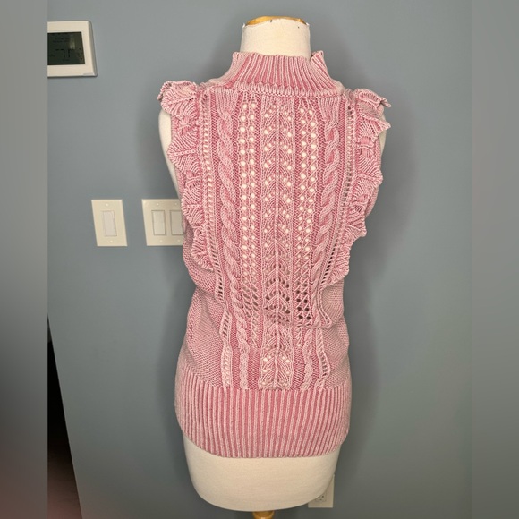 Knit Mock Turtle Neck with Ruffle Sleeve in Dusty Rose 🌹 - Picture 3 of 4